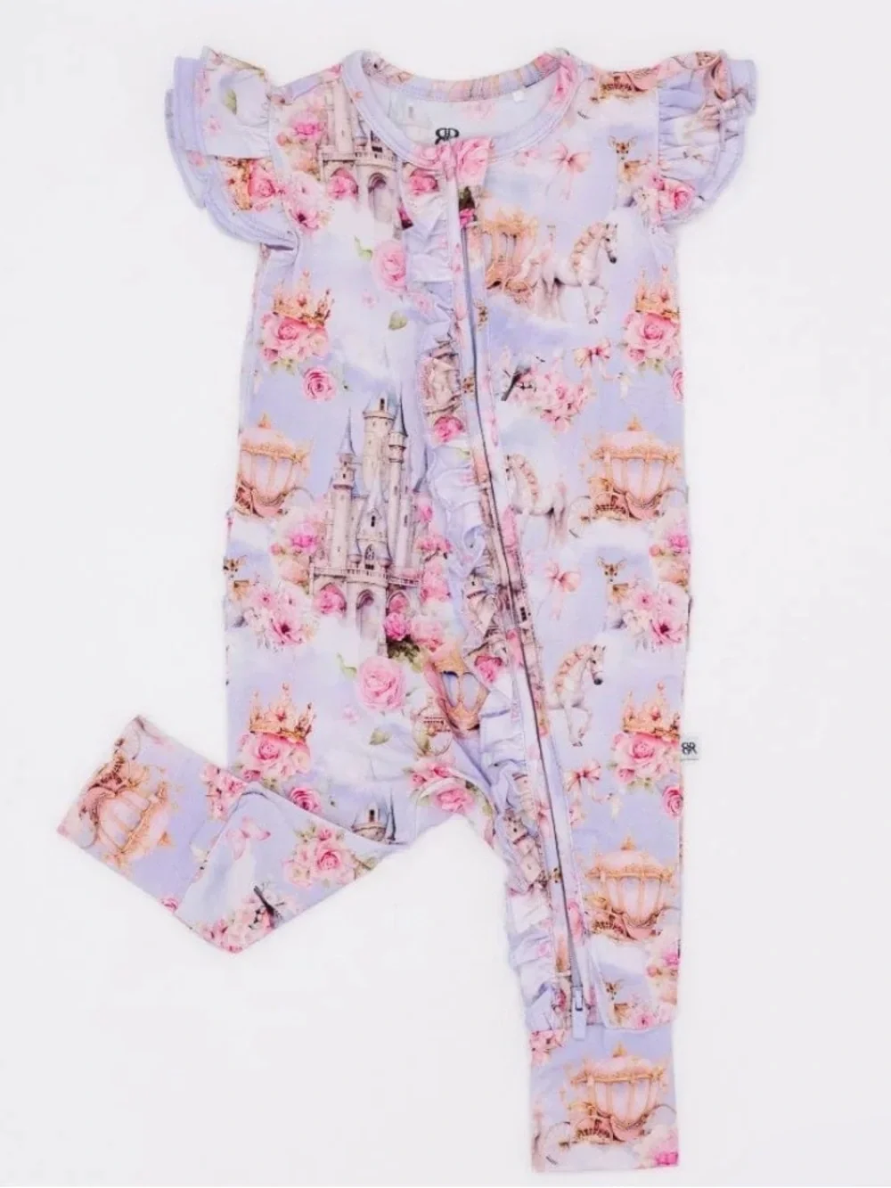 Bums and Roses Convertible Ruffle Romper in a “Knight to Remember” 0-3 Months